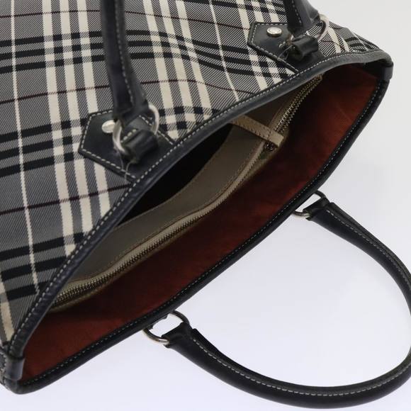 BURBERRY Nova Check Blue Label Tote Bag Nylon Black Auth ep1077 - Picture 7 of 16